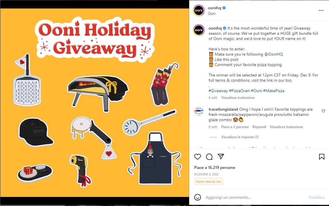 Ooni Holiday Giveaway: lascia il tuo commento